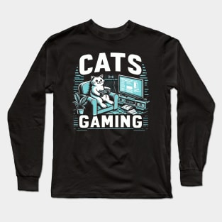 Cats And Gaming For The Cat Lover Gamer Video Game Player Long Sleeve T-Shirt